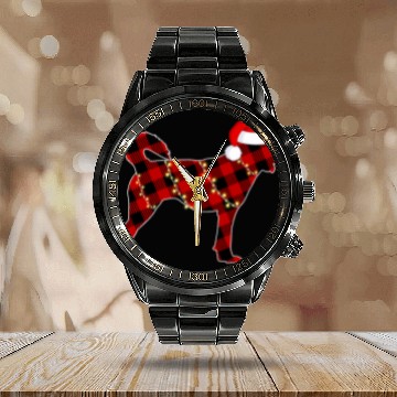 Discover Dog Samoyed Funny Samoyed Dog Red Plaid Christmas Light Calendar Steel Band Watch