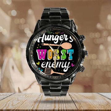 Discover Hungers Worst Enemy Lunch Lady Ladies Cafeteria Worker 4 Calendar Steel Band Watch