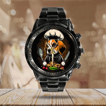 Discover Cooking Beagle Restaurant cook on Beagle chef Baseball Tees Calendar Steel Band Watch