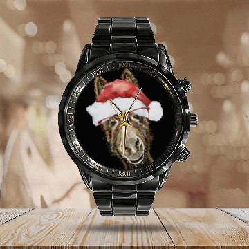 Discover Christmas Donkey Cute Christmas Donkey Calendar Steel Band Watch