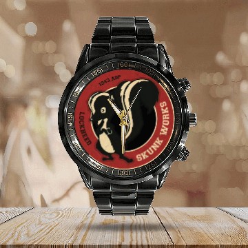 Discover Skunk Works Lockheed 1942 USAF 3D Calendar Steel Band Watch