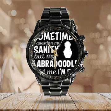 Discover Funny Sanity Labradoodle Dog Owner Puppy Lover Gift Calendar Steel Band Watch