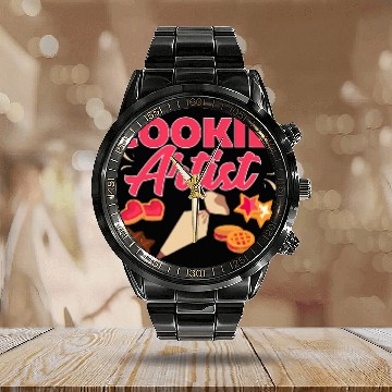 Discover Cookie Artist Funny Baker Baking Enthusiast Gift Apparel Calendar Steel Band Watch
