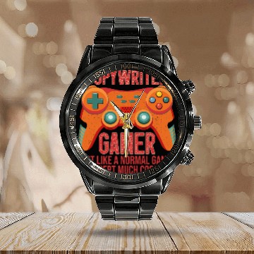 Discover Copywriter Gamer Video Game Controller for writer Zip Calendar Steel Band Watch