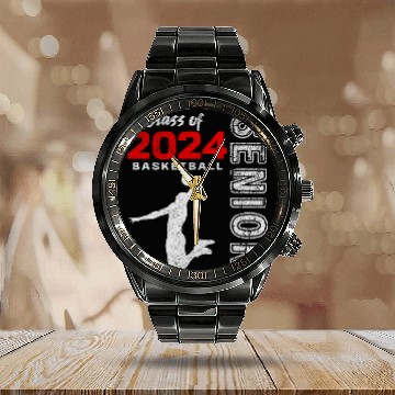 Discover Basketball Player Senior Class of 2024 Graduation 2024 Baseball Tees Calendar Steel Band Watch