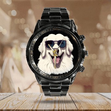 Discover Great Pyrenees Sunglasses Great Pyrenees dog Zip Calendar Steel Band Watch