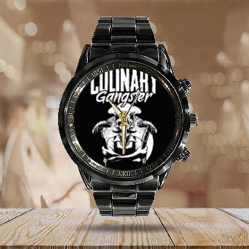 Discover Culinary Gangster Cooking Culinary Art Cook Chef 6 Zip Calendar Steel Band Watch