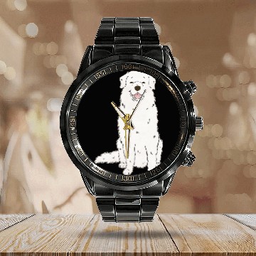 Discover Great Pyrenees Lovers PYR Dog Mom Zip Calendar Steel Band Watch