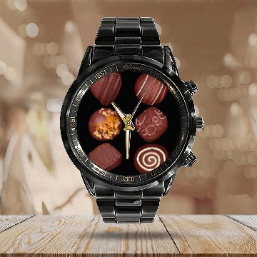 Discover Delicious Chocolate Sweets Six Chocolate Sweets Baseball Tees Calendar Steel Band Watch