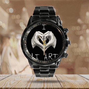 Discover Funny AI Art Calendar Steel Band Watch