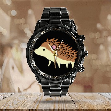 Discover Cute Hedgehog Art Design For All Hedgehog Lovers 3 Calendar Steel Band Watch