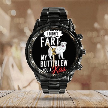 Discover Great Pyrenees Dog Puppies Owner Lover 24 Calendar Steel Band Watch