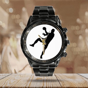 Discover Handball Handballer Circle Calendar Steel Band Watch