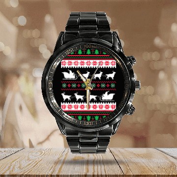 Discover English Setter Santas Reindeer Christmas Ugly Calendar Steel Band Watch