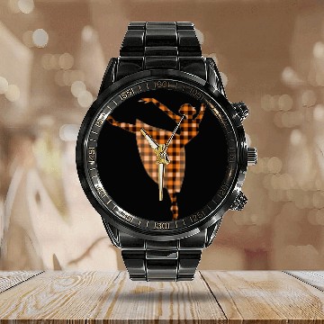 Discover Black Orange Plaid Ballet Dancer Ballerina Halloween Fall Calendar Steel Band Watch