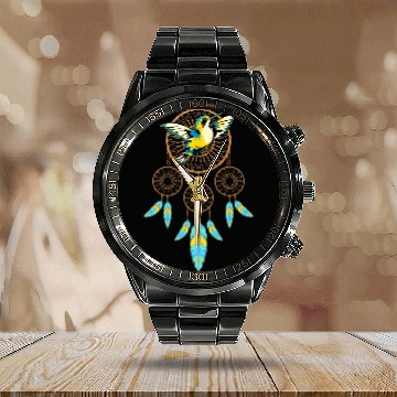 Discover Indigenous Boho Hummingbird Native American Dreamcatcher Baseball Tees Calendar Steel Band Watch