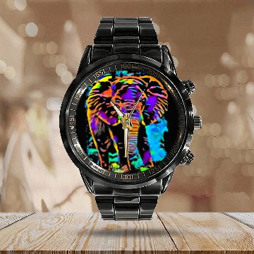 Discover elephant pop art Calendar Steel Band Watch