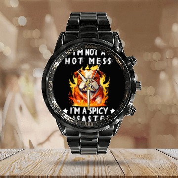 Discover Bulldog Im Not A Hot Mess Im A Spicy Disaster Baseball Tees Calendar Steel Band Watch