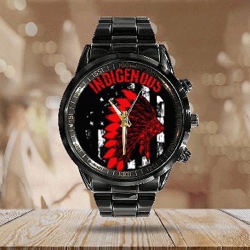 Discover Indigenous Native Americans antis Columbus Day American Pride Baseball Tees Calendar Steel Band Watch
