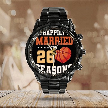 Discover Basketball Seasons 26 year wedding anniversary married Calendar Steel Band Watch