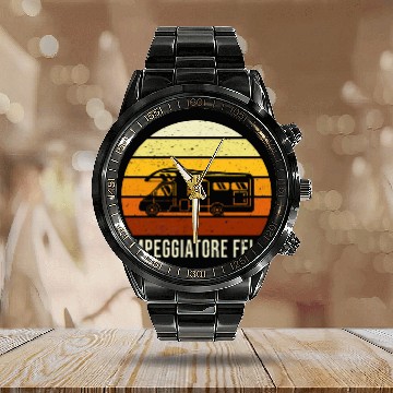 Discover Happy camping camper gift for campers Zip Calendar Steel Band Watch