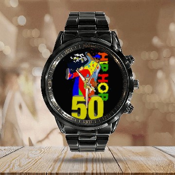 Discover Hip Hop is 50 50th Anniversary Breakdancing Calendar Steel Band Watch