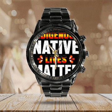 Discover Indigenous Native Lives Matter Native American Day Calendar Steel Band Watch