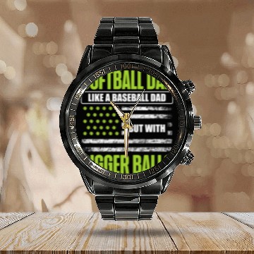 Discover Funny Softball Dad Like A Baseball Dad US Flag Fathers Day Calendar Steel Band Watch