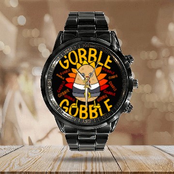 Discover Thanksgiving Vegan Cute Gobble Gobble Potato Turkey Pilgrim Baseball Tees Calendar Steel Band Watch