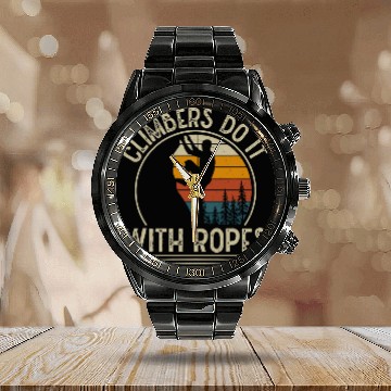 Discover Climbers Do It With Ropes Climbing Wall Rock Climbing Baseball Tees Calendar Steel Band Watch