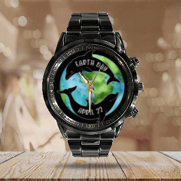 Discover Earth Day Restore Earth Sea Dolphin Art Save the Planet Baseball Tees Calendar Steel Band Watch
