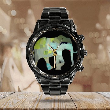 Discover ELEPHANT ART SILHOUETTE Calendar Steel Band Watch