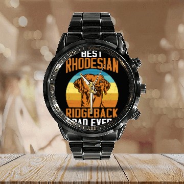 Discover bests Rhodesian Ridgeback Dad Ever Retro vintages Dog 13 Calendar Steel Band Watch