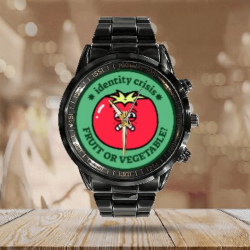 Discover The Tomatoes Identity Crisis  Fruit or Vegetable Calendar Steel Band Watch