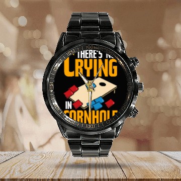 Discover Theres No Crying In Cornhole Funny Corn Hole Calendar Steel Band Watch