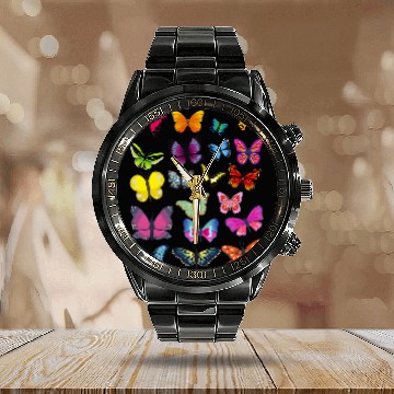 Discover kids butterfly wings insect Calendar Steel Band Watch