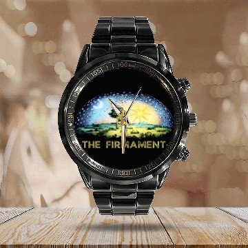 Discover Flat earth model with dome 2Firmament flat earth Calendar Steel Band Watch
