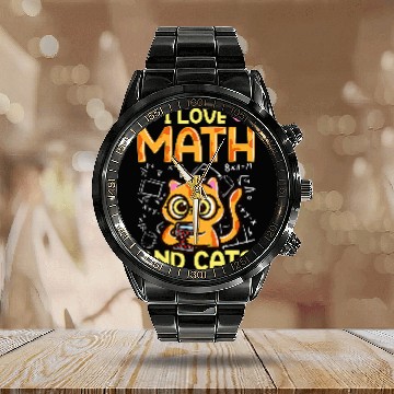 Discover Math Nerd Math Teacher Cat Lover I Love Math And Cats 28 Calendar Steel Band Watch
