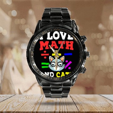 Discover Math Nerd Math Teacher Cat Lover I Love Math And Cats 29 Baseball Tees Calendar Steel Band Watch