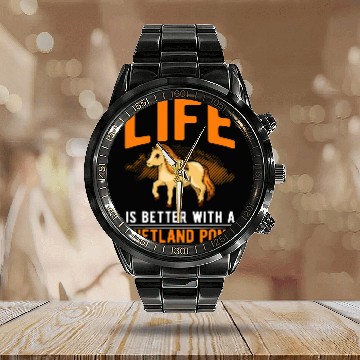 Discover Life is better with a Shetland Pony Calendar Steel Band Watch