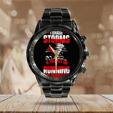 Discover Meteorologist tornado storm chaser meteorology storm chasing Calendar Steel Band Watch