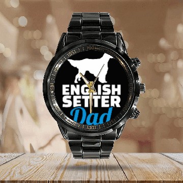Discover English Setter dad Calendar Steel Band Watch