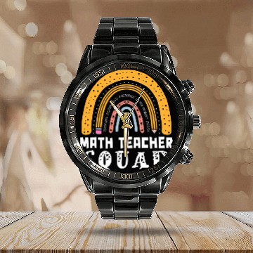 Discover Math Squad Rainbow Leopard School Math Teacher Appreciation Calendar Steel Band Watch