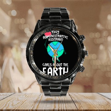 Discover This Administrative Assistant Cares About the Earth 22 Baseball Tees Calendar Steel Band Watch