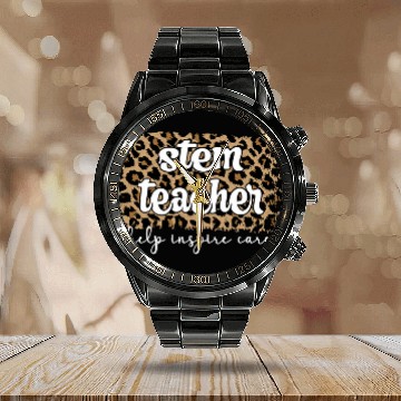 Discover STEM Teacher Science Technology Engineering Math 22 Calendar Steel Band Watch