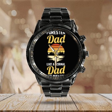 Discover Forest Forestry Worker Dad Father Forester Calendar Steel Band Watch