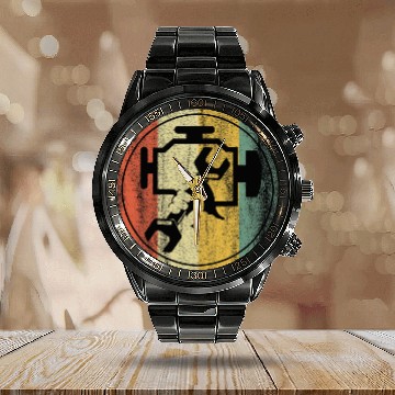 Discover Engine Block Retro Auto Mechanic Diesel Truck Car Lover 22 Baseball Tees Calendar Steel Band Watch