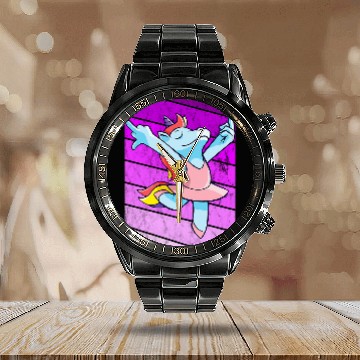 Discover Ballerina Unicorns Cute Ballet Dancer Retro Sunset Dancing Baseball Tees Calendar Steel Band Watch