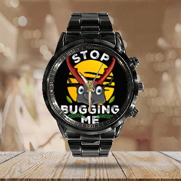 Discover Stop Bugging Me Bug Beetle Calendar Steel Band Watch