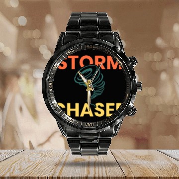 Discover Funny Future Storm Chasing Meteorologist Men Women Tornado Zip Calendar Steel Band Watch